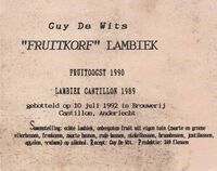 Пиво Guy De Wits “Fruitkorf” Lambiek (1992)