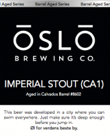 Пиво Oslo Brewing Imperial Stout CA1 (Calvados Barrel)