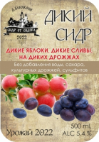 Пиво Дикий сидр(дикие яблоки/дикие сливы на диких дрожжах) Урожай 2022 г.