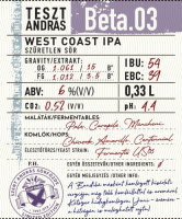 Пиво TesztAndrás Beta.03 Пиво TesztAndrás Beta.03