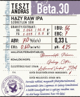Пиво TesztAndrás Beta.30 Пиво TesztAndrás Beta.30