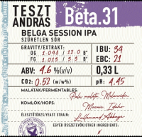 Пиво TesztAndrás Beta.31 Пиво TesztAndrás Beta.31