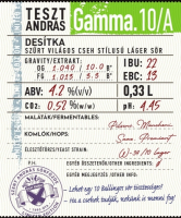 Пиво TesztAndrás Gamma.10/A Пиво TesztAndrás Gamma.10/A