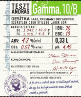 Пиво TesztAndrás Gamma.10/B Пиво TesztAndrás Gamma.10/B